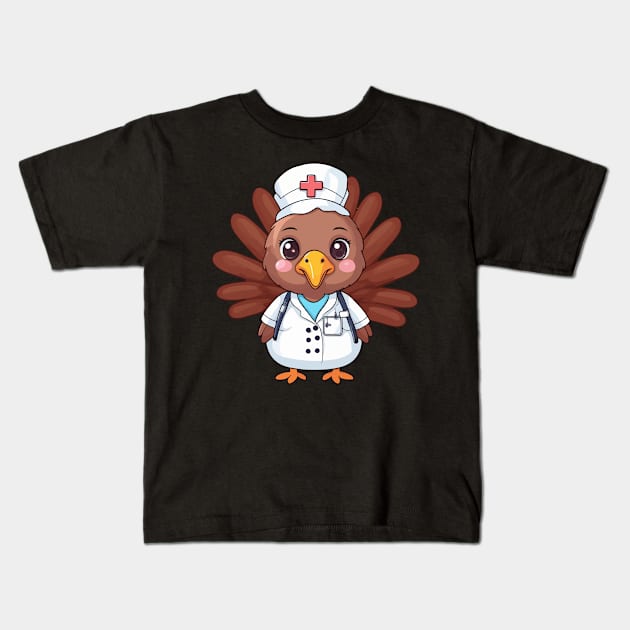 Festive Nurse Turkey Kids T-Shirt by Rishirt